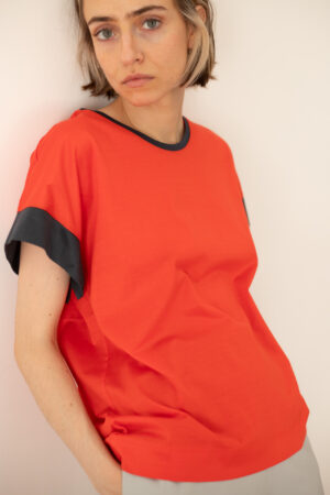 101 T-SHIRT / bright orange & slate