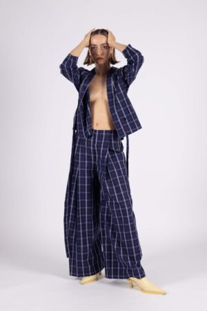 QUADRO JACKET SHIRT / tartan blue batik