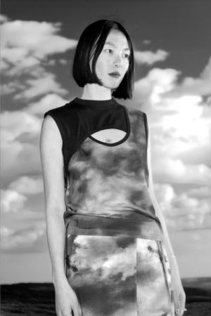 NUVOLA TOP / bicolor allover print