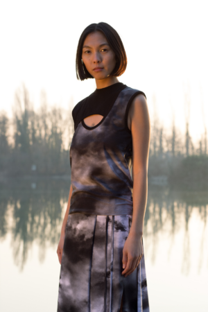 NUVOLA TOP / bicolor allover print
