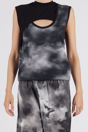 NUVOLA TOP / bicolor allover print