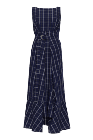 QUADRO DRESS/ tartan blue batik