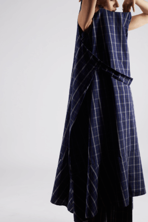 QUADRO DRESS/ tartan blue batik