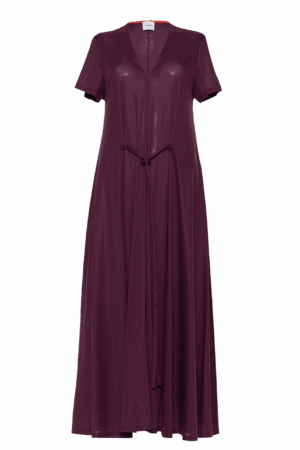 Lisle thread jersey long dress aubergine