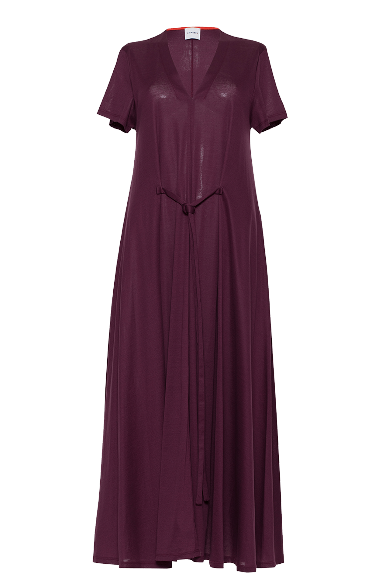 Lisle thread jersey long dress aubergine